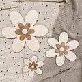 3 Holzblumen - Birke nussbraun
