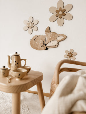 3 Holzblumen - Birke nussbraun