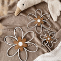 3 Holzblumen - weiß, nussbraun - BohoWildflowerVibes