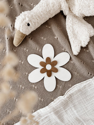 3 Holzblumen - weiß, nussbraun - BohoWildflowerVibes