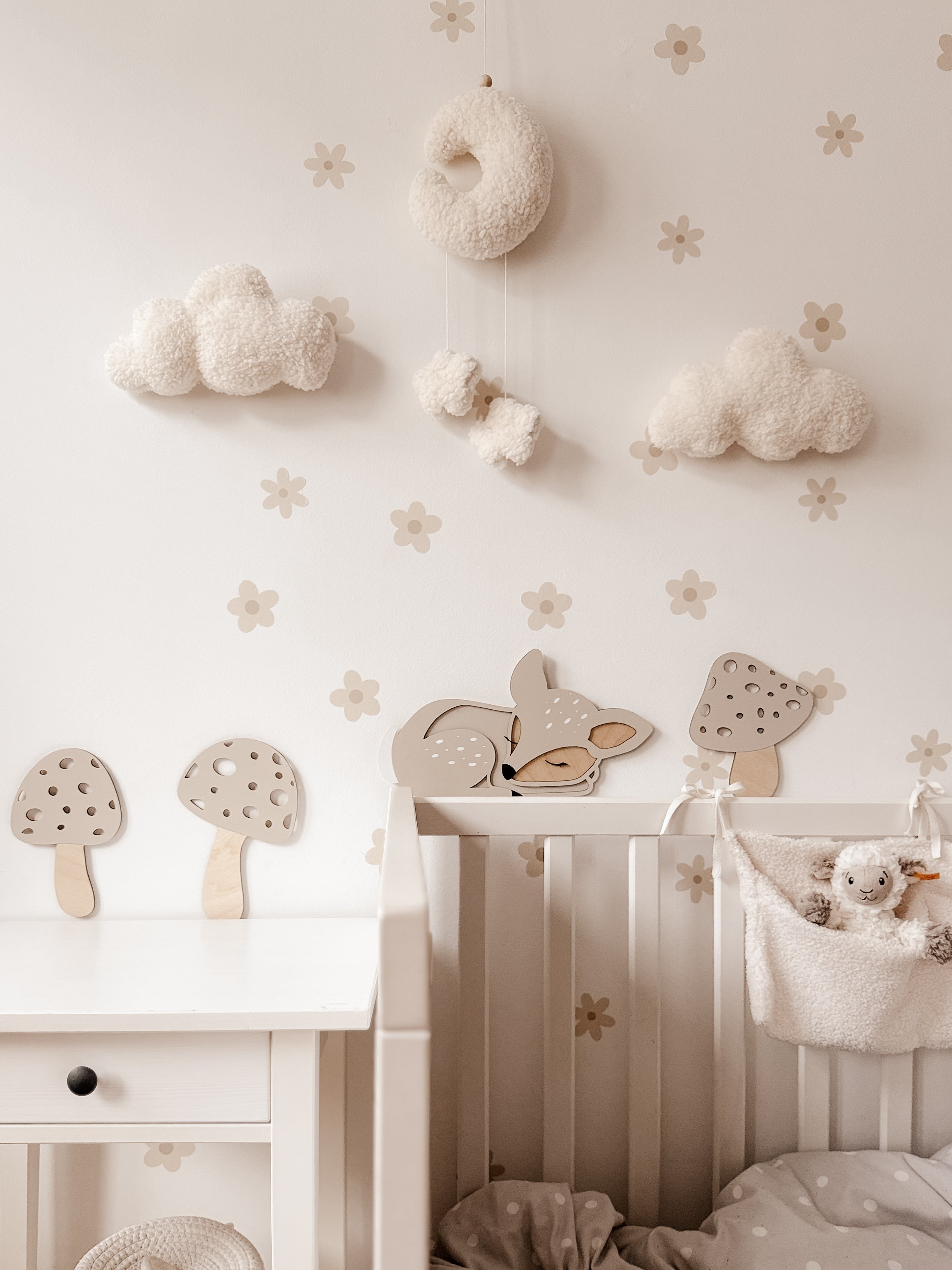 3 Pilze aus Holz - Beige, Birke - BohoWildflowerVibes