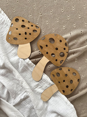 3 Pilze aus Holz - Nussbraun, Birke - BohoWildflowerVibes