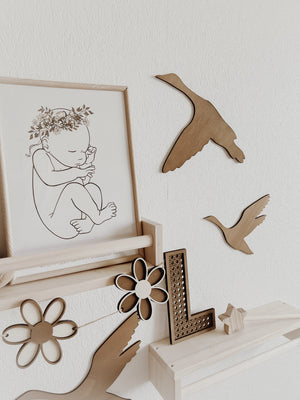4 Fluggänse aus Holz Wanddeko Kinder- und Babyzimmer - Nussbraun - BohoWildflowerVibes