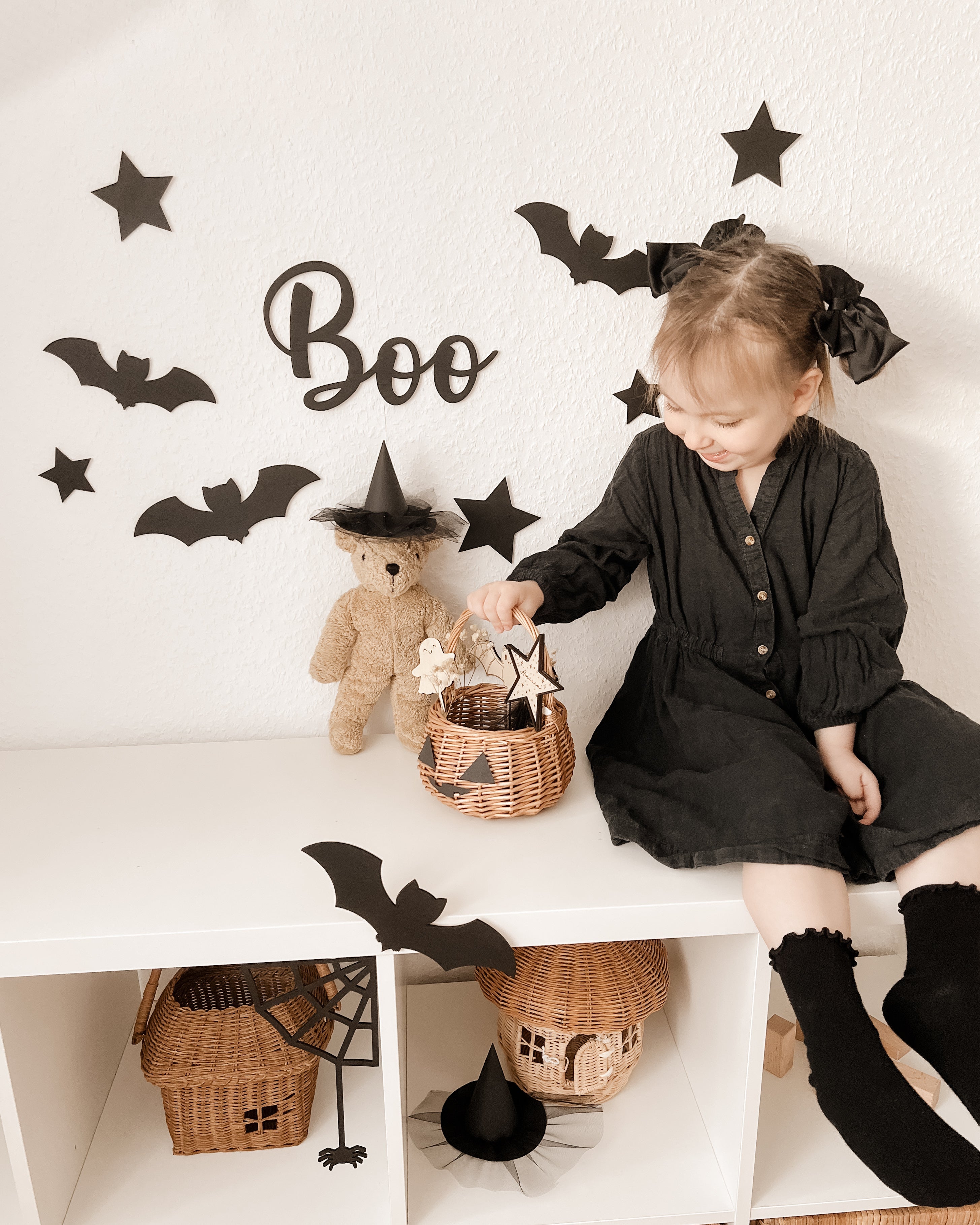 5 Sterne aus Holz - schwarz