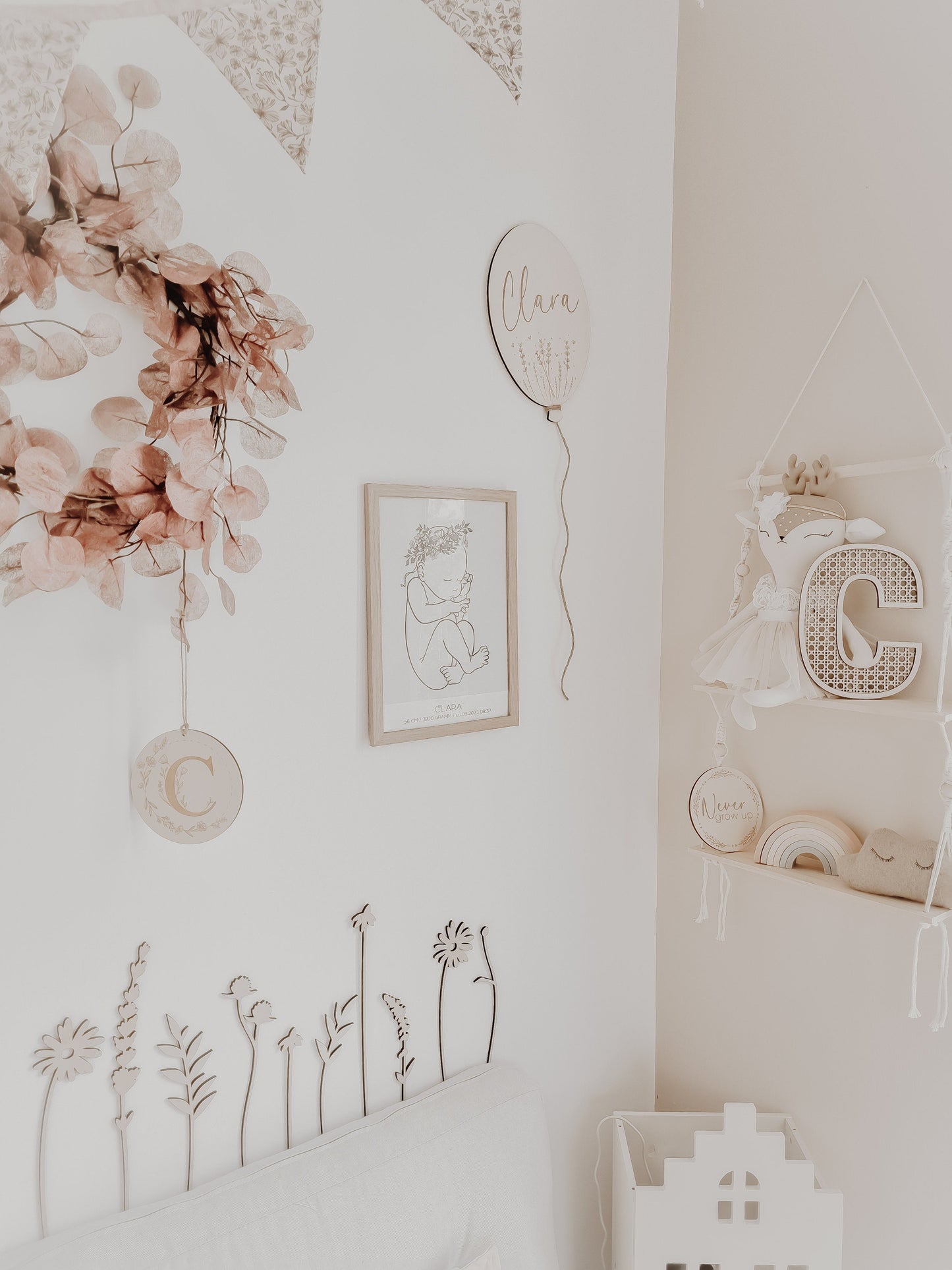 Rattan Buchstabe aus Holz, Wanddekoration, Alphabet, Kinderzimmer und Babyzimmer