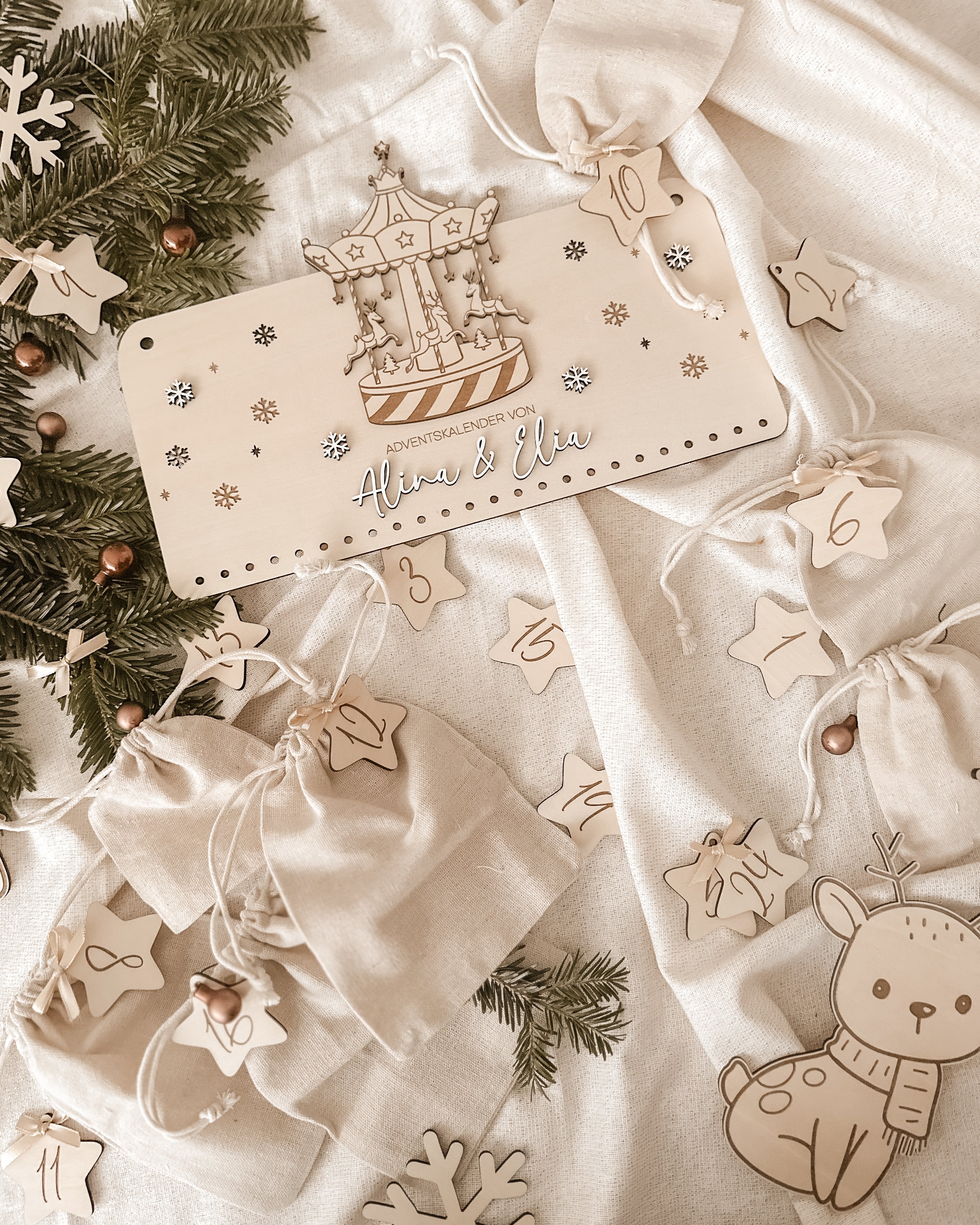 Adventskalender aus Holz personalisiert - Karussell