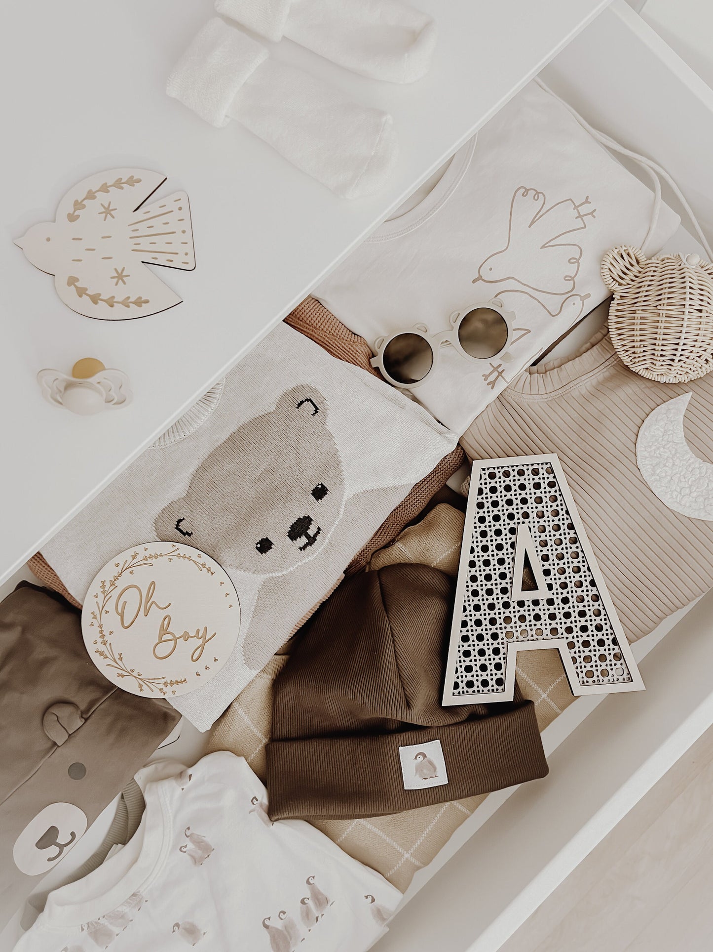 Rattan Buchstabe aus Holz, Wanddekoration, Alphabet, Kinderzimmer und Babyzimmer
