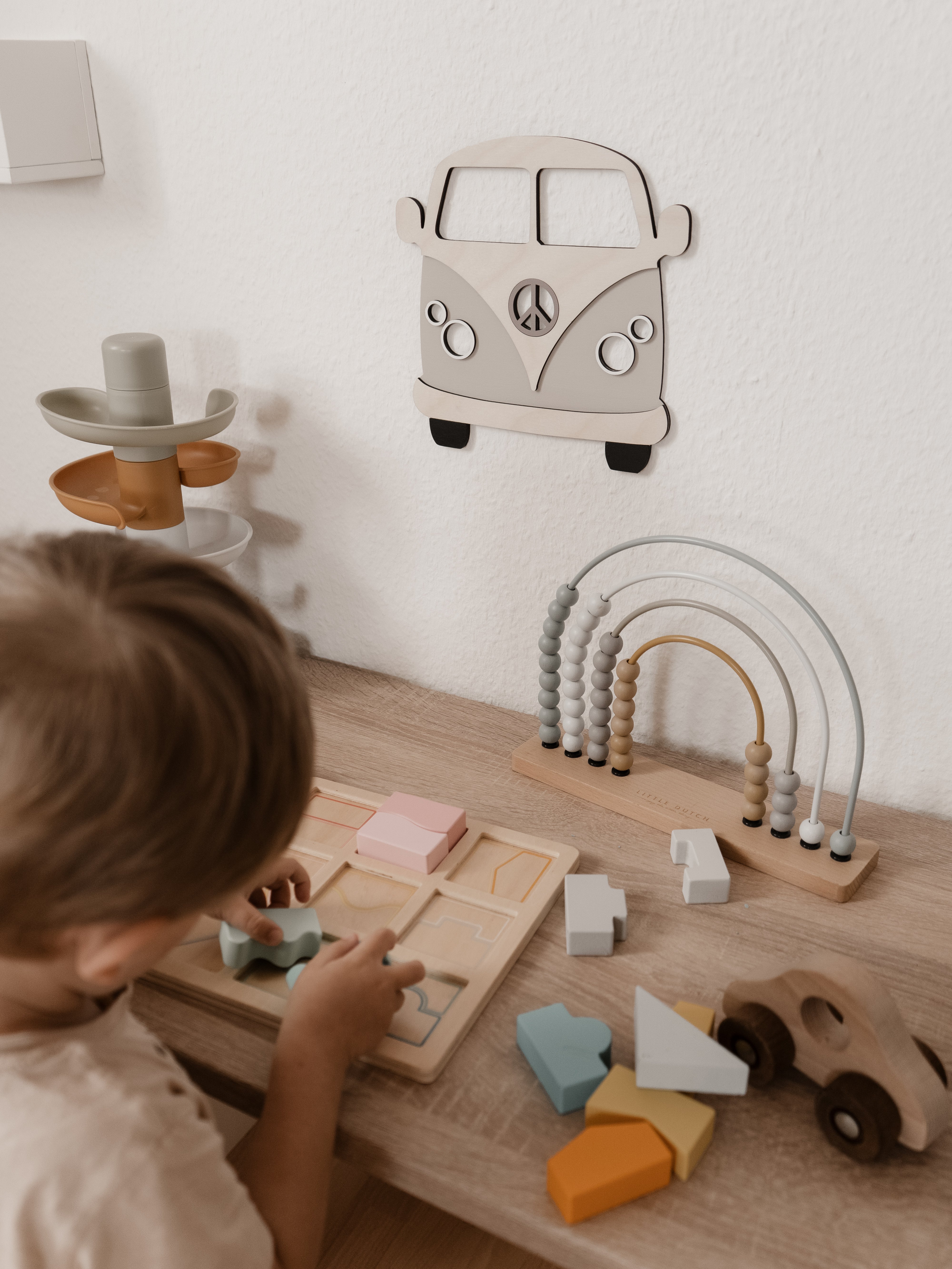 Bus aus Holz - Beige Birke