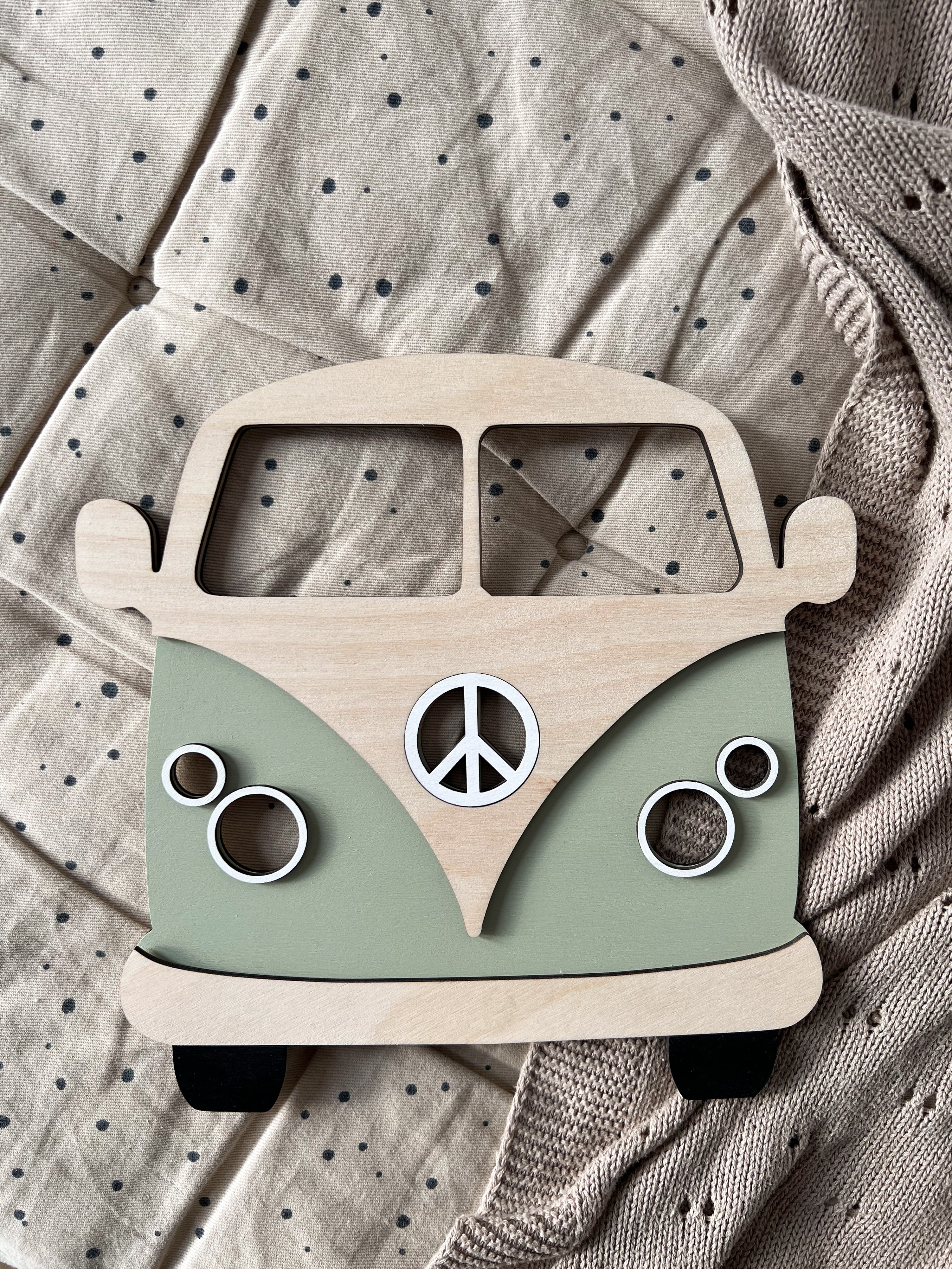 Bus aus Holz - Grün, Birke - BohoWildflowerVibes