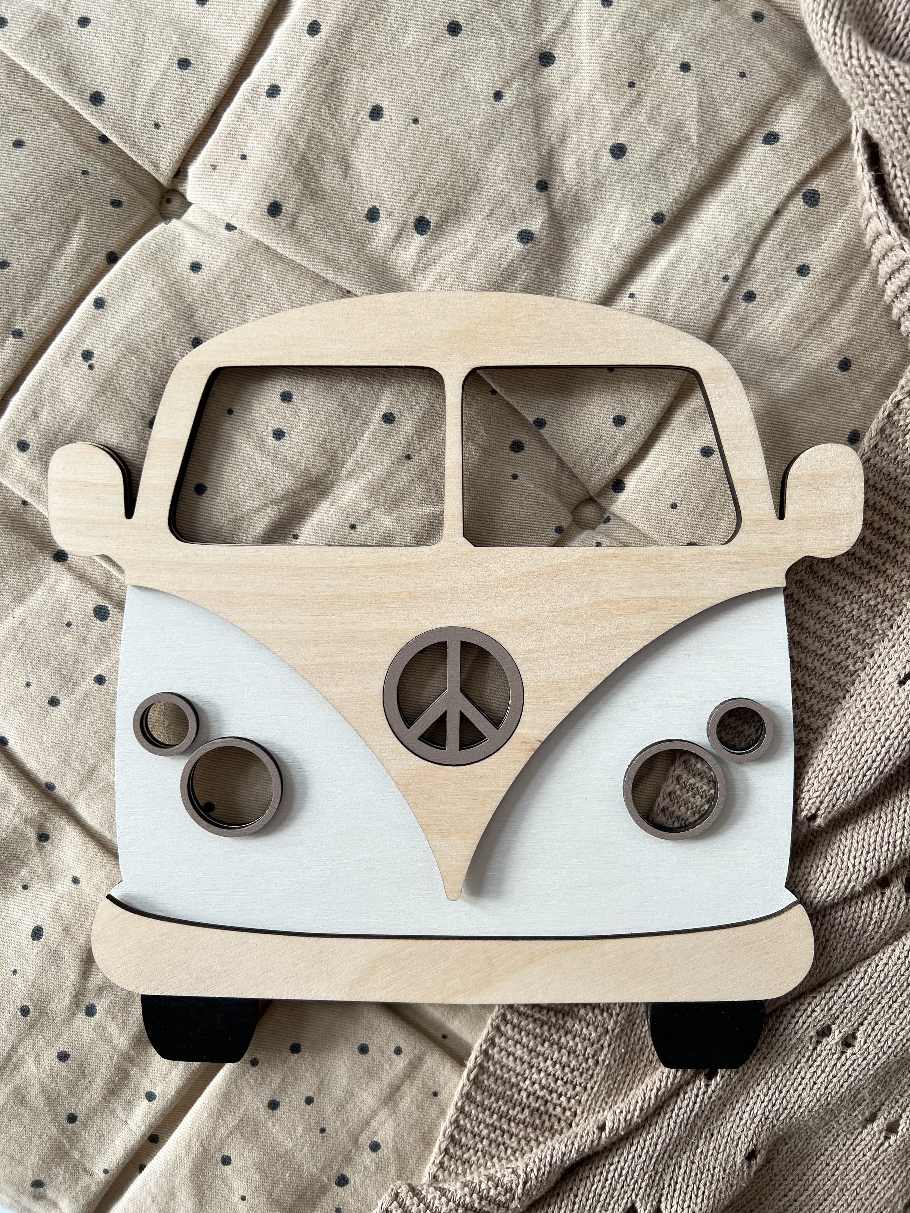 Bus aus Holz - Weiß, Birke - BohoWildflowerVibes