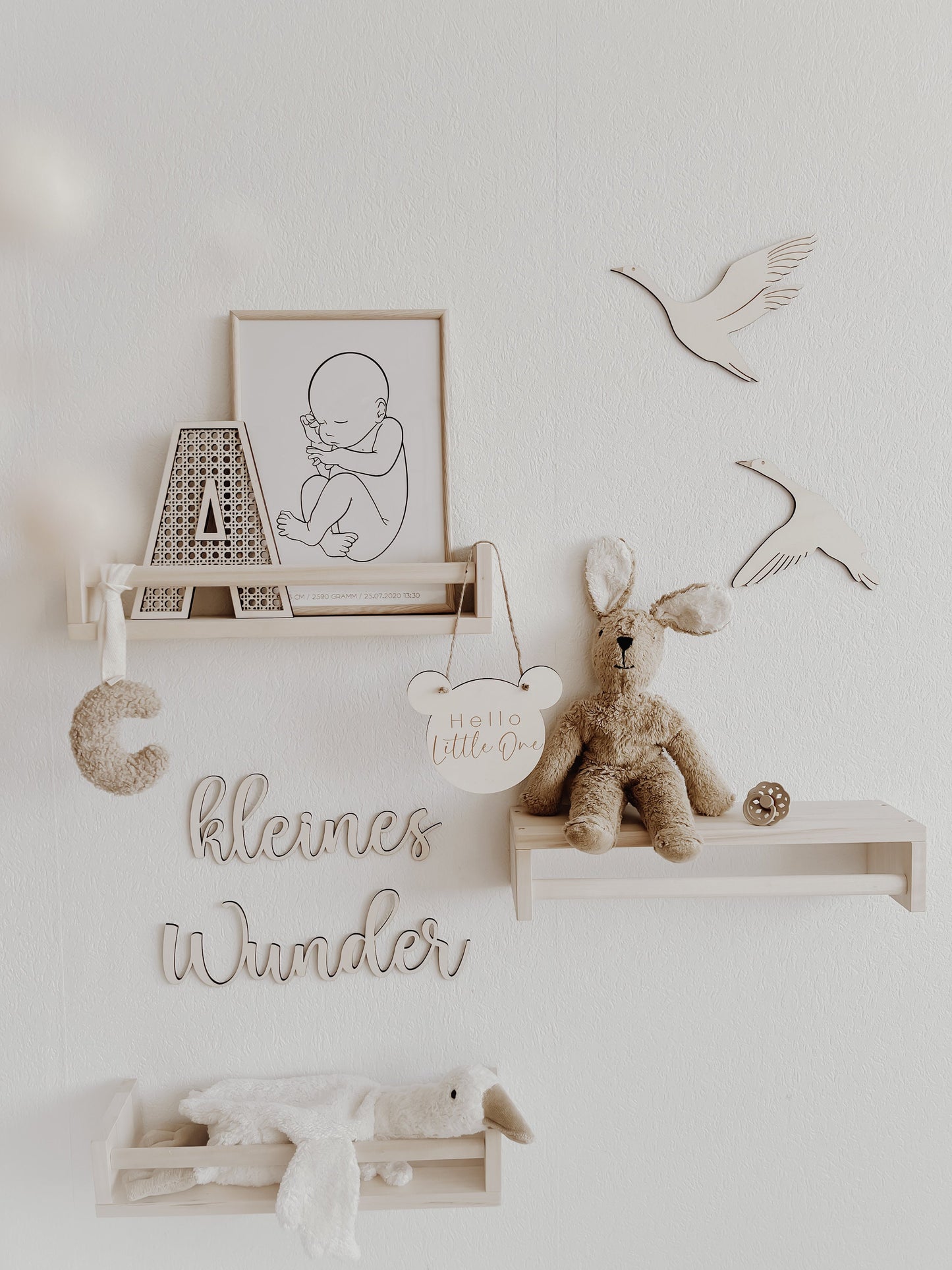 Rattan Buchstabe aus Holz, Wanddekoration, Alphabet, Kinderzimmer und Babyzimmer