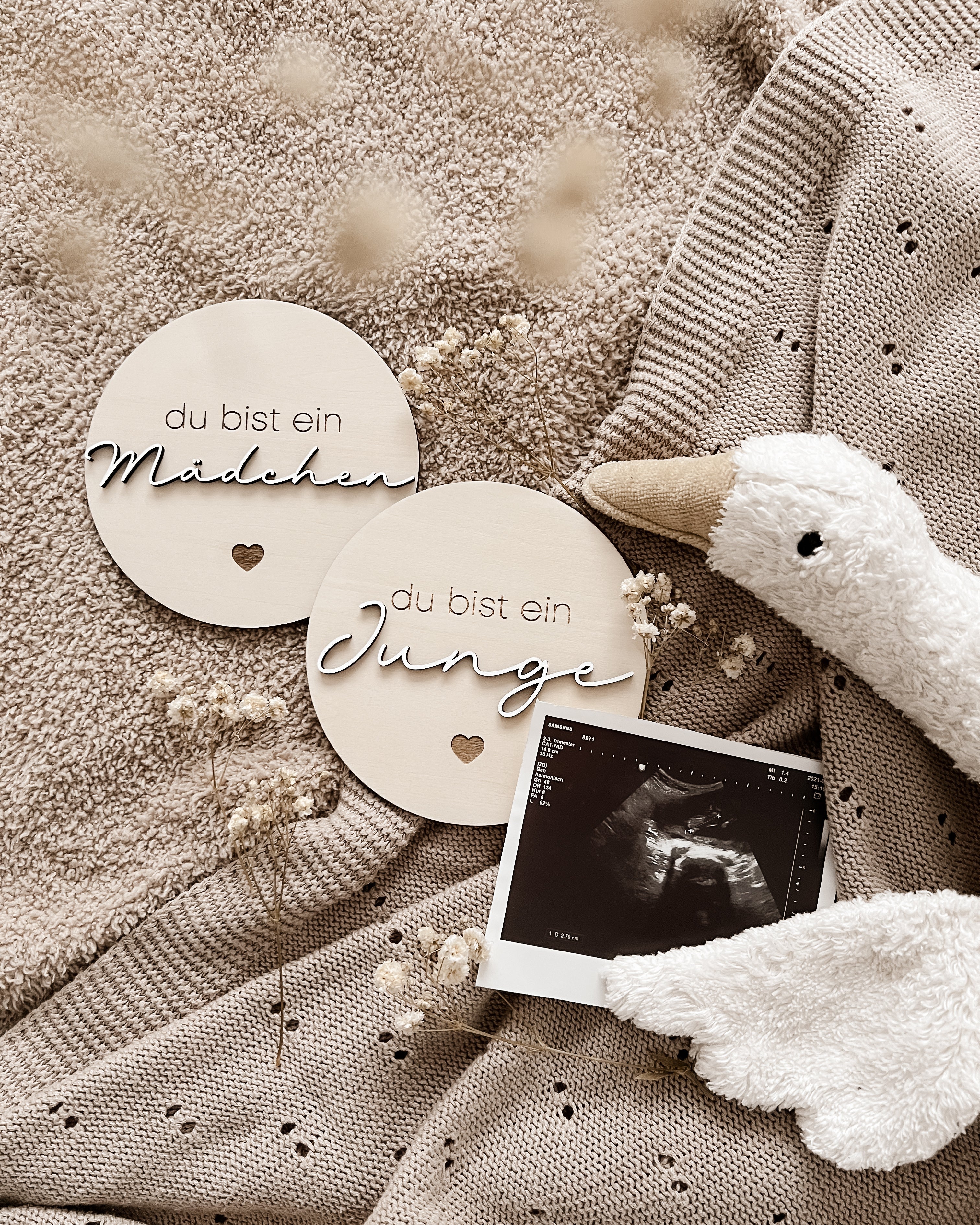 du bist ein Junge / Mädchen Meilensteinkarte - Holzschilder für unvergessliche Baby-Momente