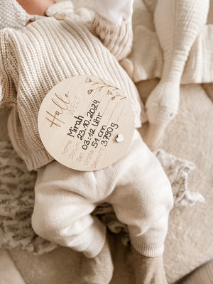 Hallo Welt Meilensteinkarte - mit Geburtsdaten zum eintragen - BohoWildflowerVibes