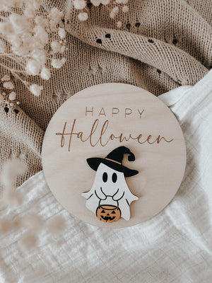 Happy Halloween Tafel aus Holz - BohoWildflowerVibes