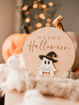 Happy Halloween Tafel aus Holz - BohoWildflowerVibes