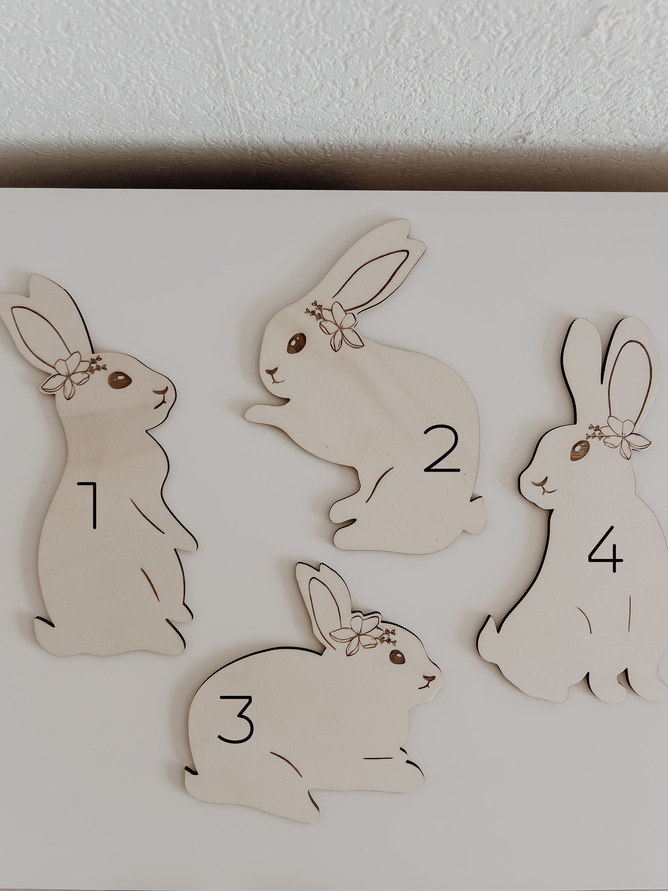 Hase aus Holz Wanddeko für Kinderzimmer, Babyzimmer, 3D Wandtattoo - BohoWildflowerVibes