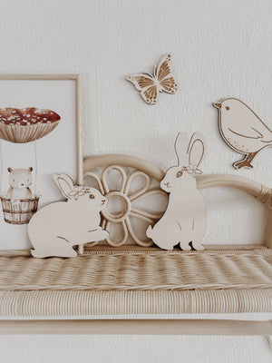 Hase aus Holz Wanddeko für Kinderzimmer, Babyzimmer, 3D Wandtattoo - BohoWildflowerVibes