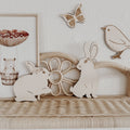 Hase aus Holz Wanddeko für Kinderzimmer, Babyzimmer, 3D Wandtattoo - BohoWildflowerVibes