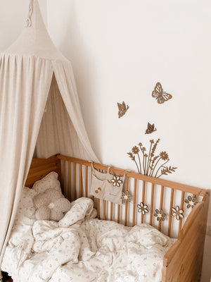 Holzblumen Girlande, Wimpelkette, Dekoration Kinderzimmer und Babyzimmer - BohoWildflowerVibes