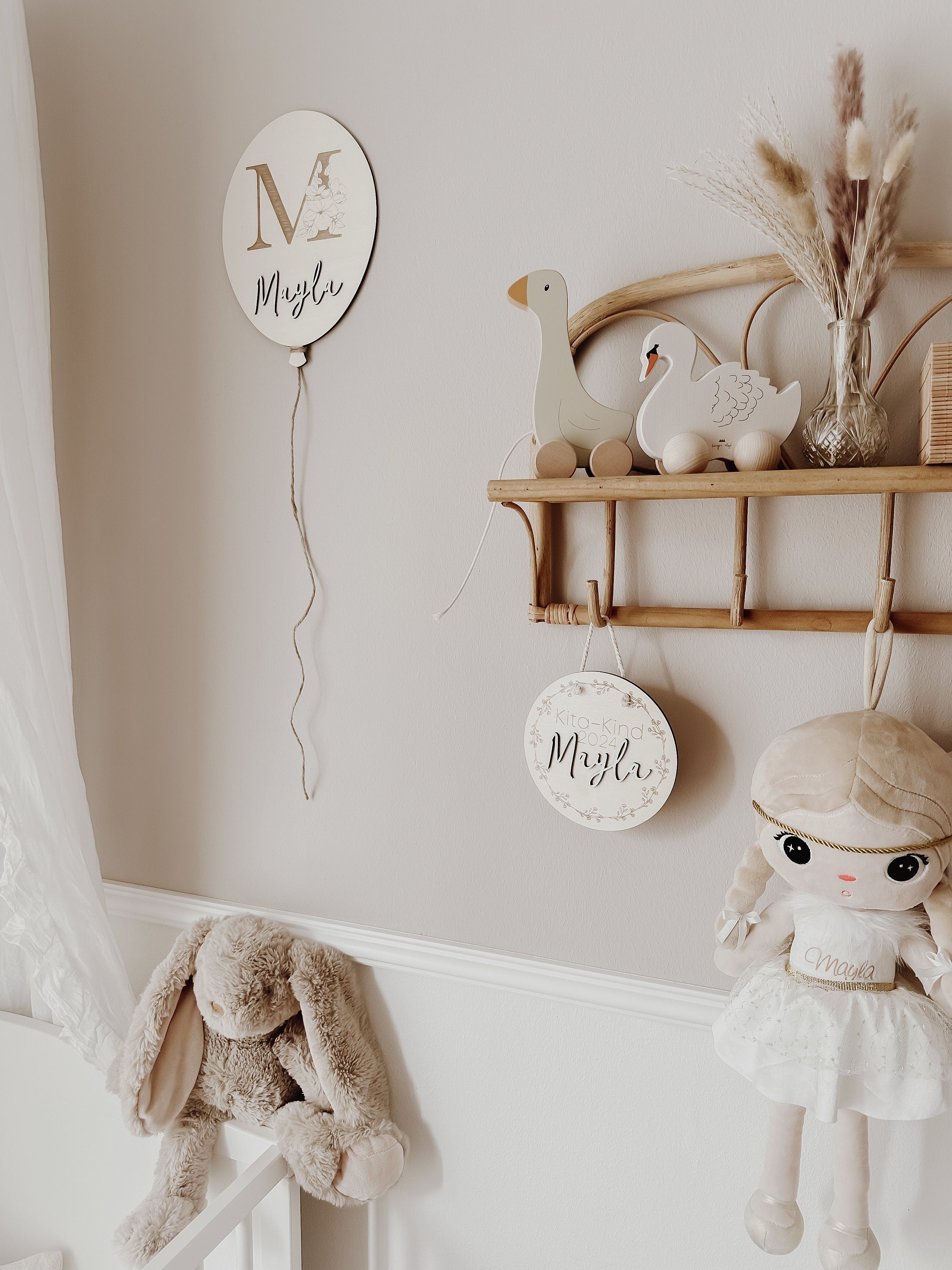 Kita-Kind Tafel aus Holz - BohoWildflowerVibes