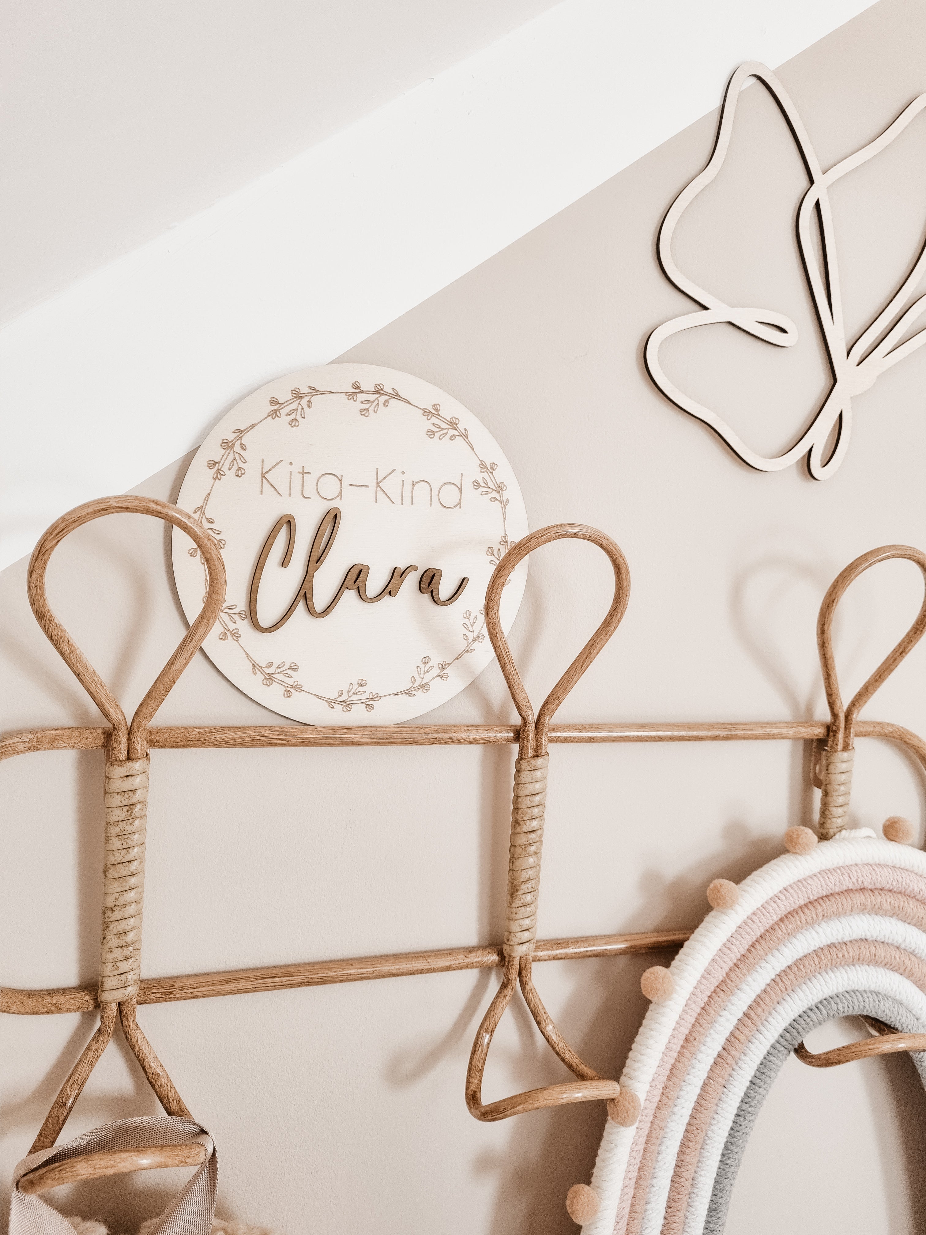 Kita-Kind Tafel aus Holz - BohoWildflowerVibes