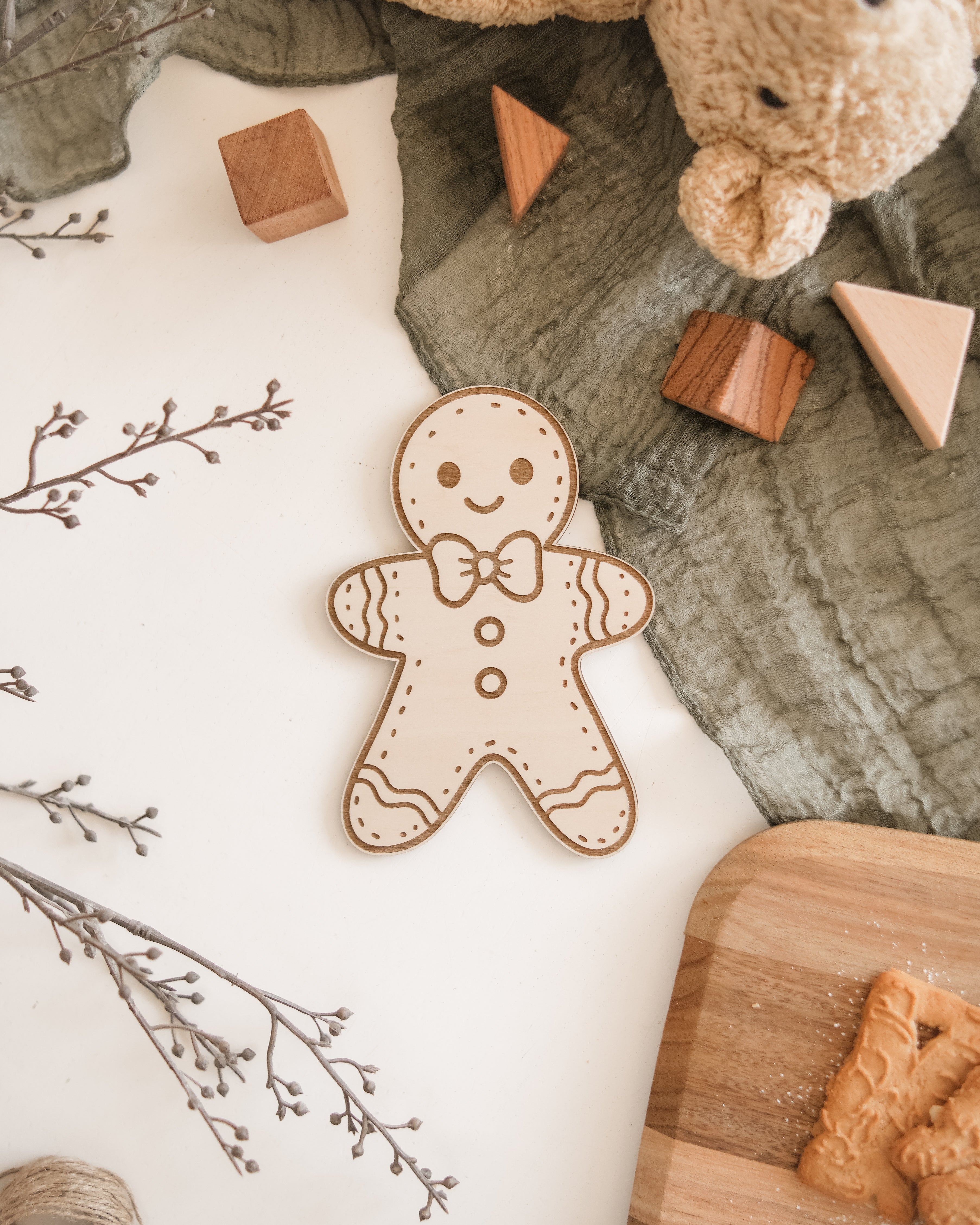 Lebkuchenmann Plätzchen aus Holz - Birke graviert