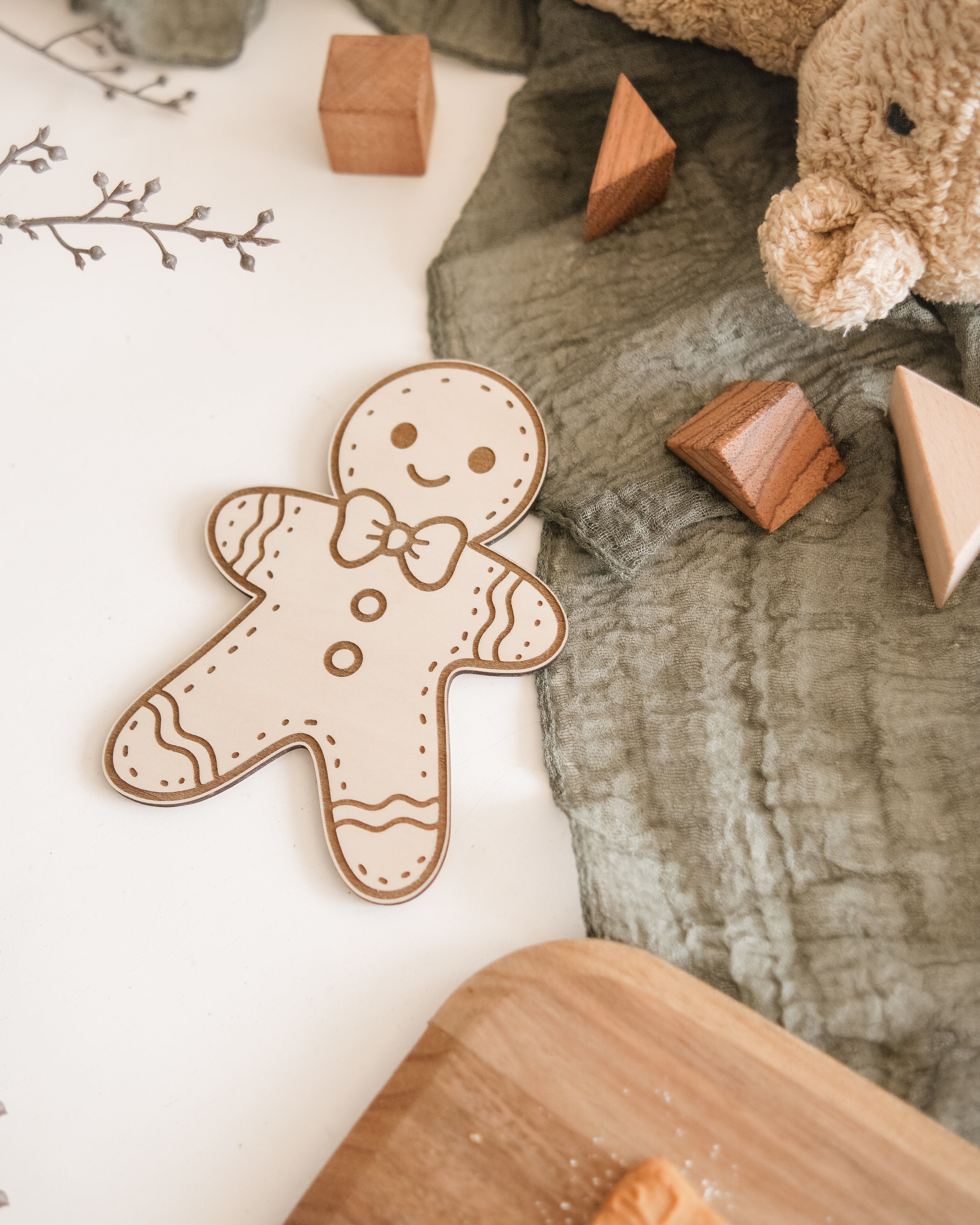 Lebkuchenmann Plätzchen aus Holz - Birke graviert