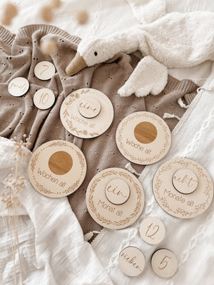 Meilensteinkarten - Baby erstes Jahr mit Einlegescheiben - BohoWildflowerVibes