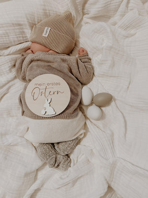 Mein erstes Ostern Meilensteinkarte - Hase weiß, Baby - BohoWildflowerVibes