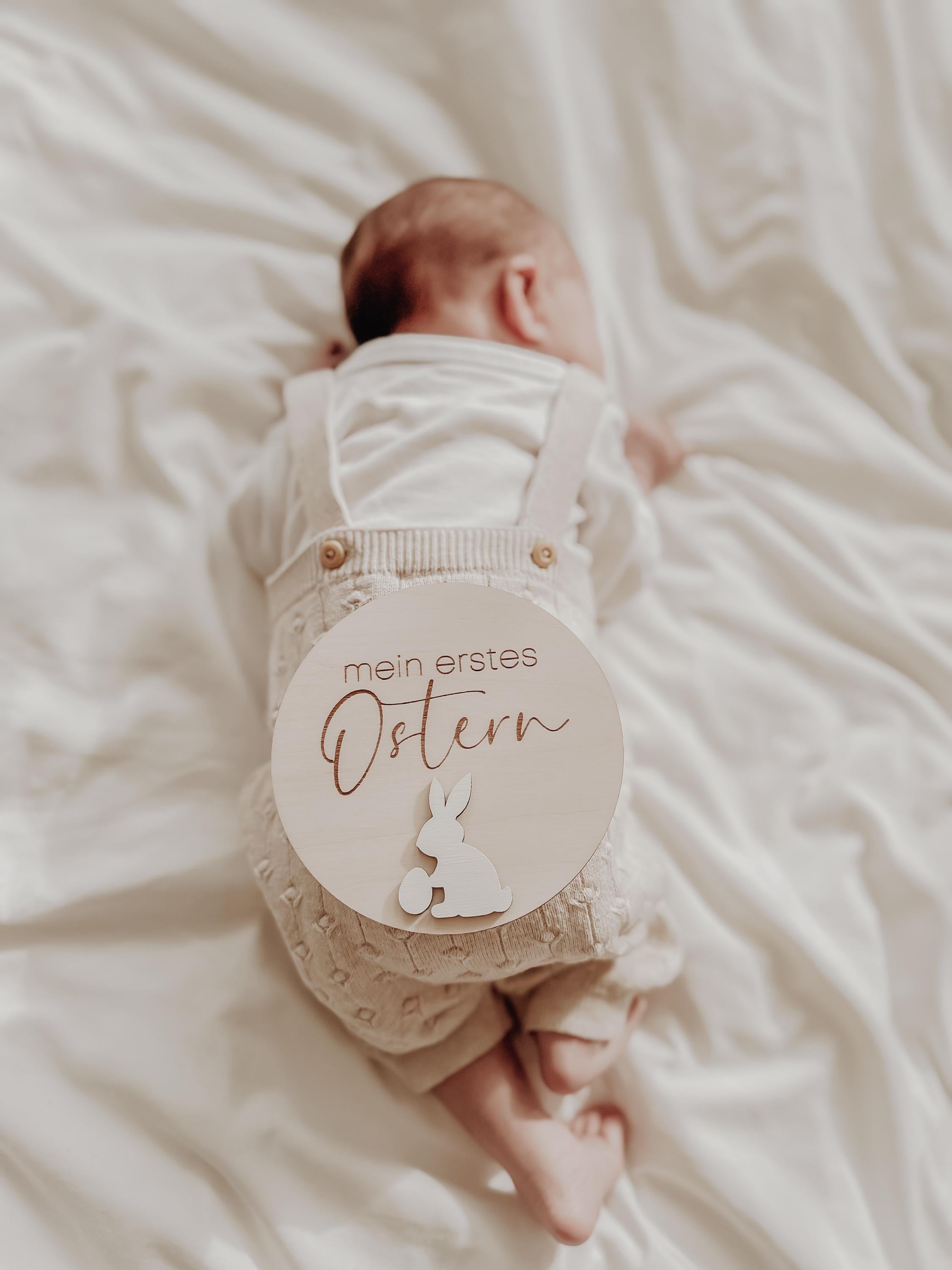 Mein erstes Ostern Meilensteinkarte - Hase weiß, Baby - BohoWildflowerVibes