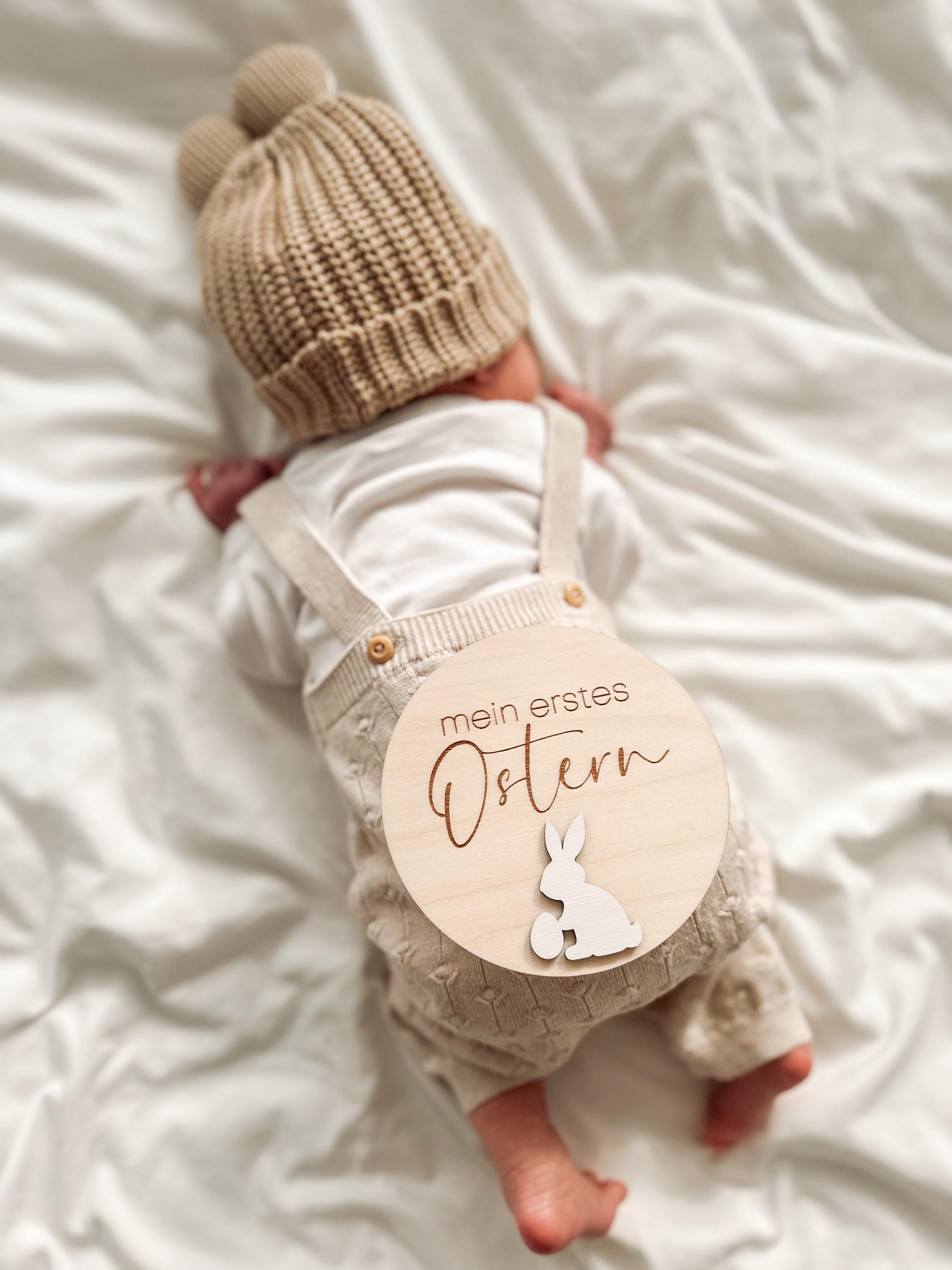 Mein erstes Ostern Meilensteinkarte - Hase weiß, Baby - BohoWildflowerVibes