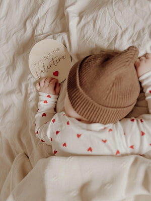 my cutest little Valentine - Tafel aus Holz - weiß, Meilensteinkarte zum Valentinstag - BohoWildflowerVibes