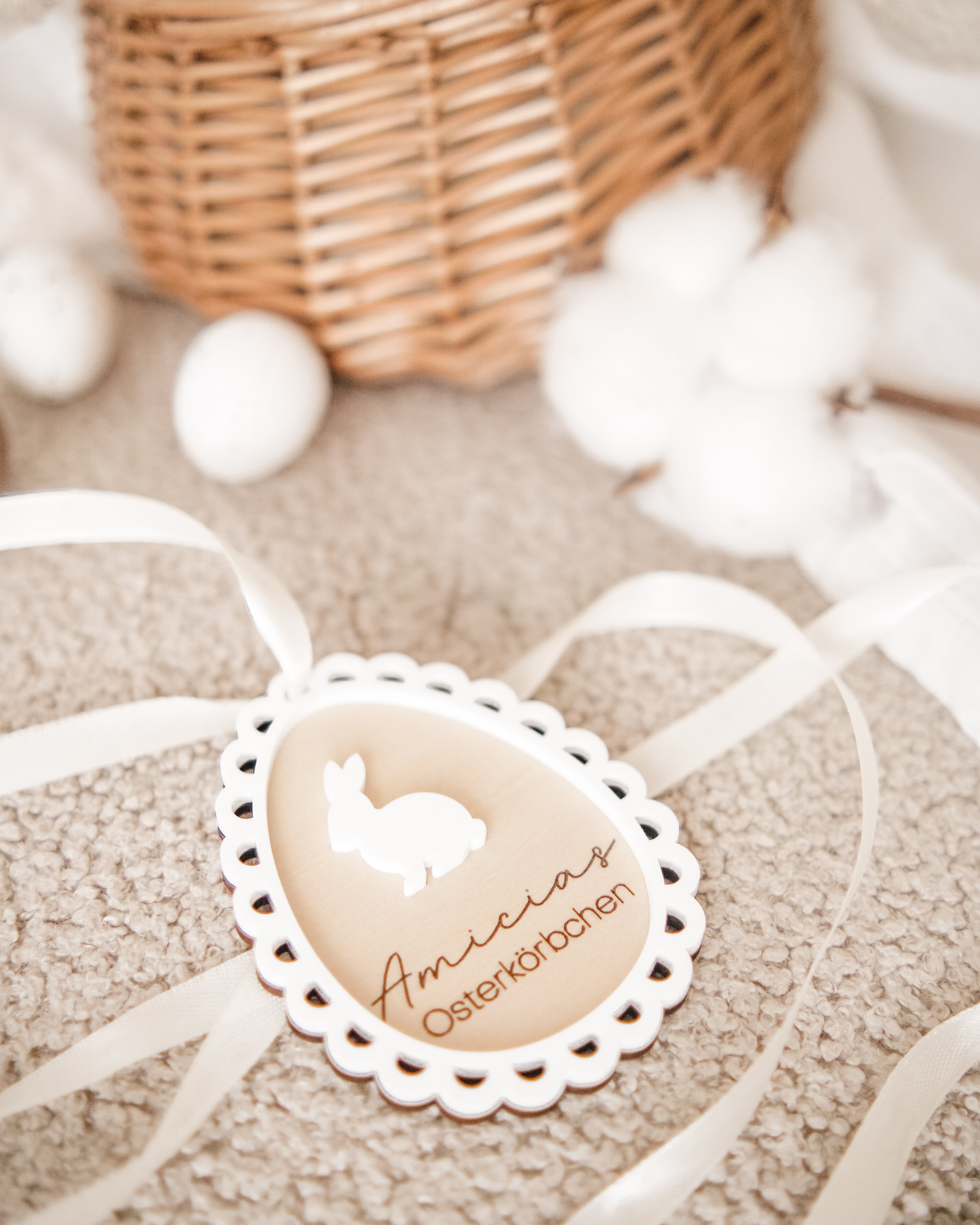 Osterkorbanhänger - Hase weiß