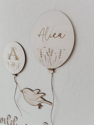Personalisierter Ballon aus Holz - BohoWildflowerVibes