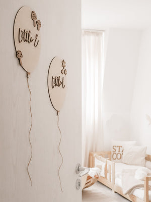 Personalisierter Ballon aus Holz mit Namen und Pilzen in verschiedenen Variationen - BohoWildflowerVibes