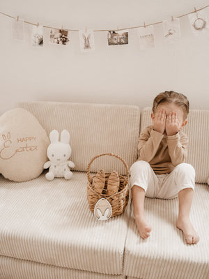 Personalisierter Osterkorbanhänger - Hase weiß mit Namen