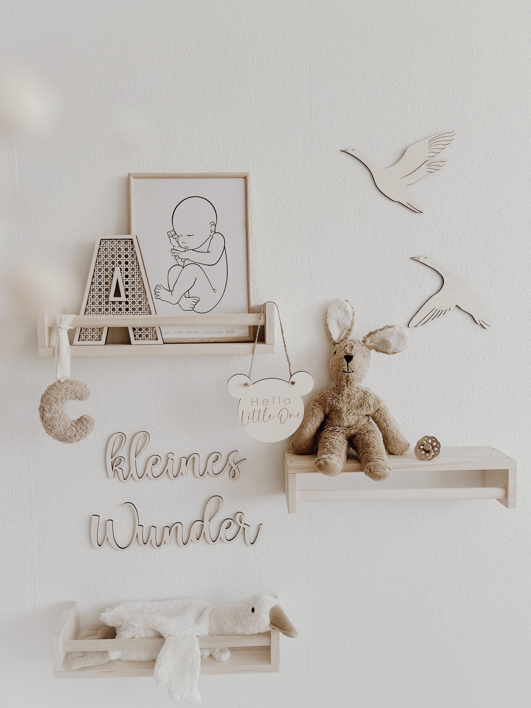 Rattan Buchstabe aus Holz, Wanddekoration, Alphabet, Kinderzimmer und Babyzimmer - BohoWildflowerVibes