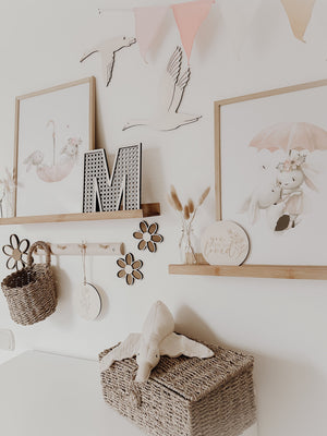 Rattan Buchstabe aus Holz, Wanddekoration, Alphabet, Kinderzimmer und Babyzimmer - BohoWildflowerVibes