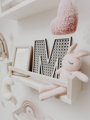 Rattan Buchstabe aus Holz, Wanddekoration, Alphabet, Kinderzimmer und Babyzimmer - BohoWildflowerVibes