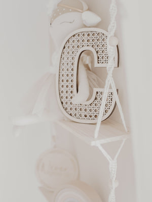 Rattan Buchstabe aus Holz, Wanddekoration, Alphabet, Kinderzimmer und Babyzimmer - BohoWildflowerVibes