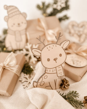 Reh aus Holz - Birke graviert