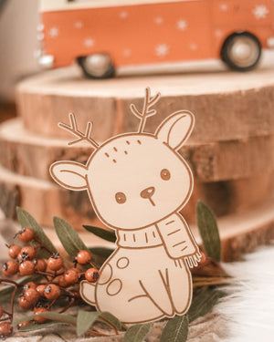 Reh aus Holz - Birke graviert