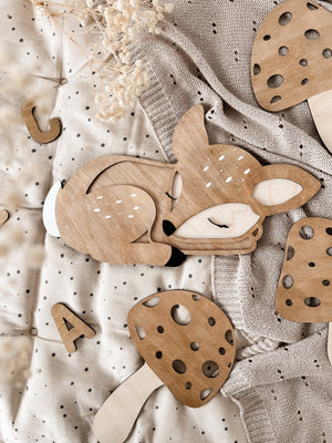 Reh aus Holz - nussbraun, Birke - BohoWildflowerVibes