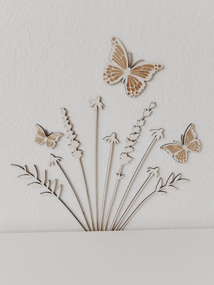 Schmetterlinge aus Holz im Set 3 Stück Wanddekoration - BohoWildflowerVibes