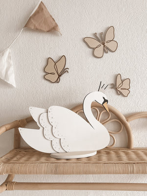 Schwan aus Holz mit Ständer