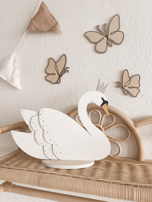 Schwan aus Holz mit Ständer