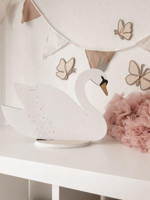 Schwan aus Holz mit Ständer