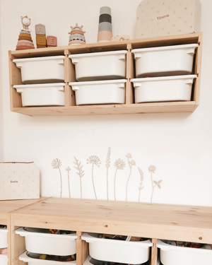 Wildblumen aus Holz im Set 9 Stück Wanddekoration - 9 Wildblumen