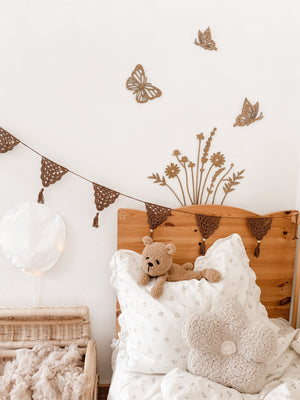 3 Schmetterlinge aus Holz - Nussbraun Wanddekoration, Kinderzimmer - BohoWildflowerVibes