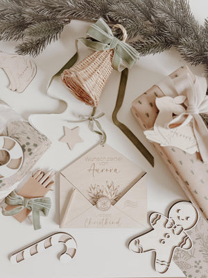 Wunschzettel Briefumschlag personalisiert aus Holz - BohoWildflowerVibes